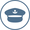 Captain's hat in a blue circle