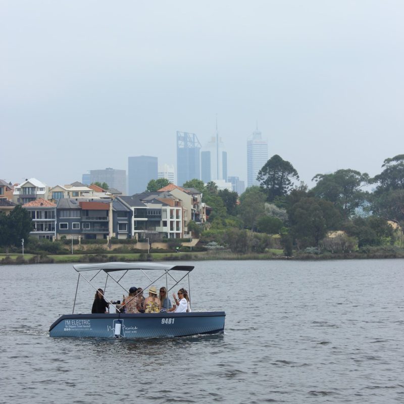 a small boat in a large body of water